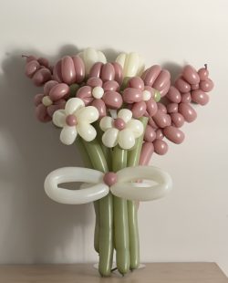 12 pudrowych blumi kwiaty z balonów